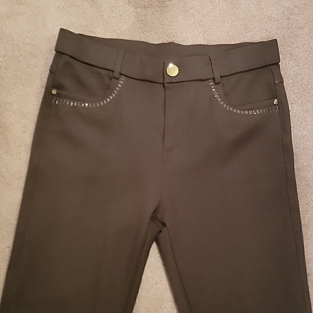 Farfalla Rosso green skinny embellished pants sz L